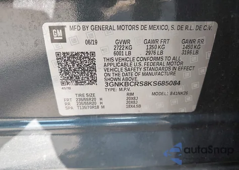 2019 Chevrolet Blazer from USA, damaged, VIN 3GNKBCRS8KS685084